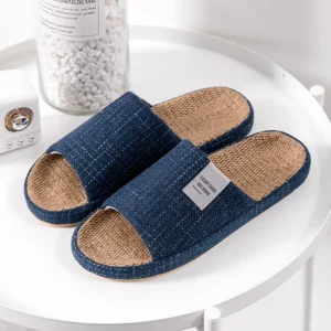 Men’s Breathable Linen Slippers, Four Seasons Indoor Silent