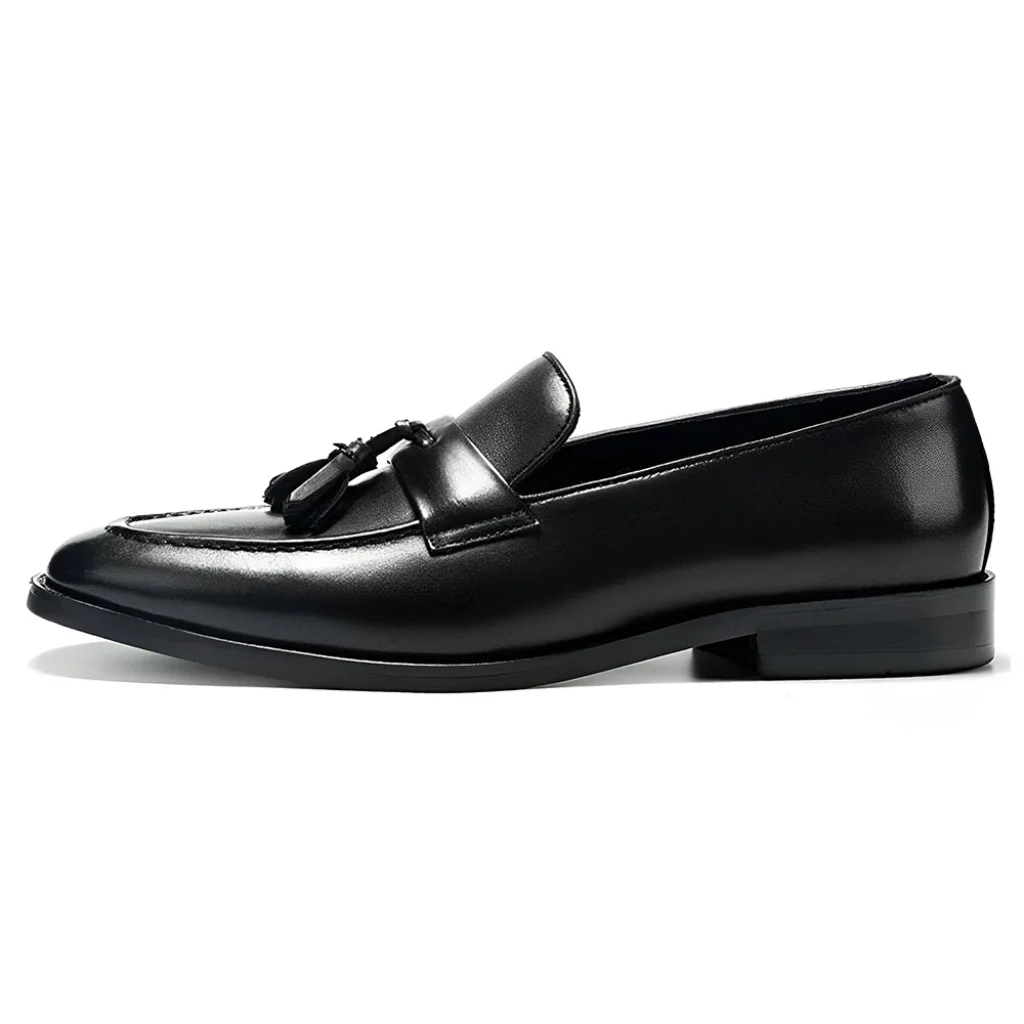 Men’s Brown Leather Tassel Loafers, Formal Slip-on Dress