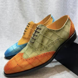 Men’s Genuine Leather Wingtip Oxfords Shoes Italian Wedding