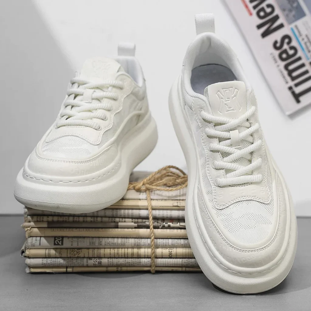 Men’s Summer White Sneakers Breathable Mesh Casual Shoes