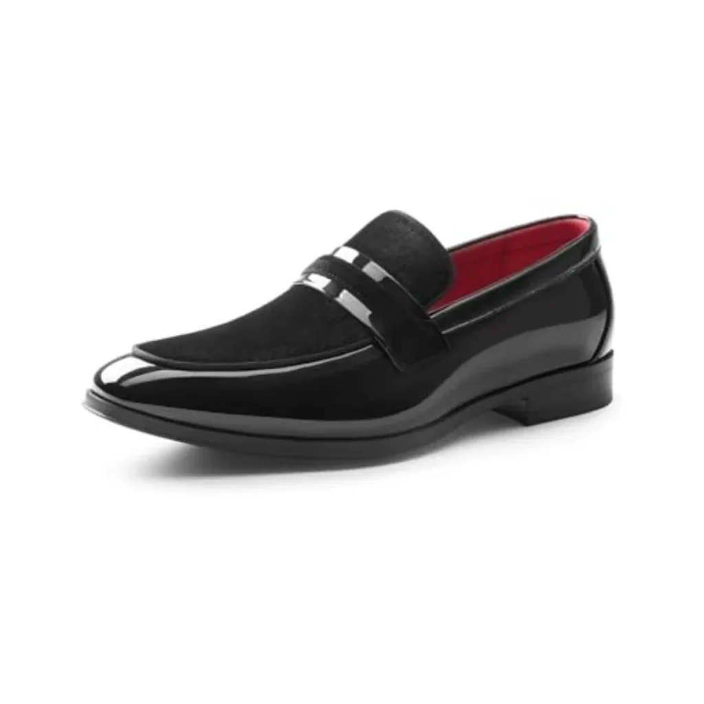 Men’s Tuxedo Patent Loafers Classic Velvet Slip-on Dress