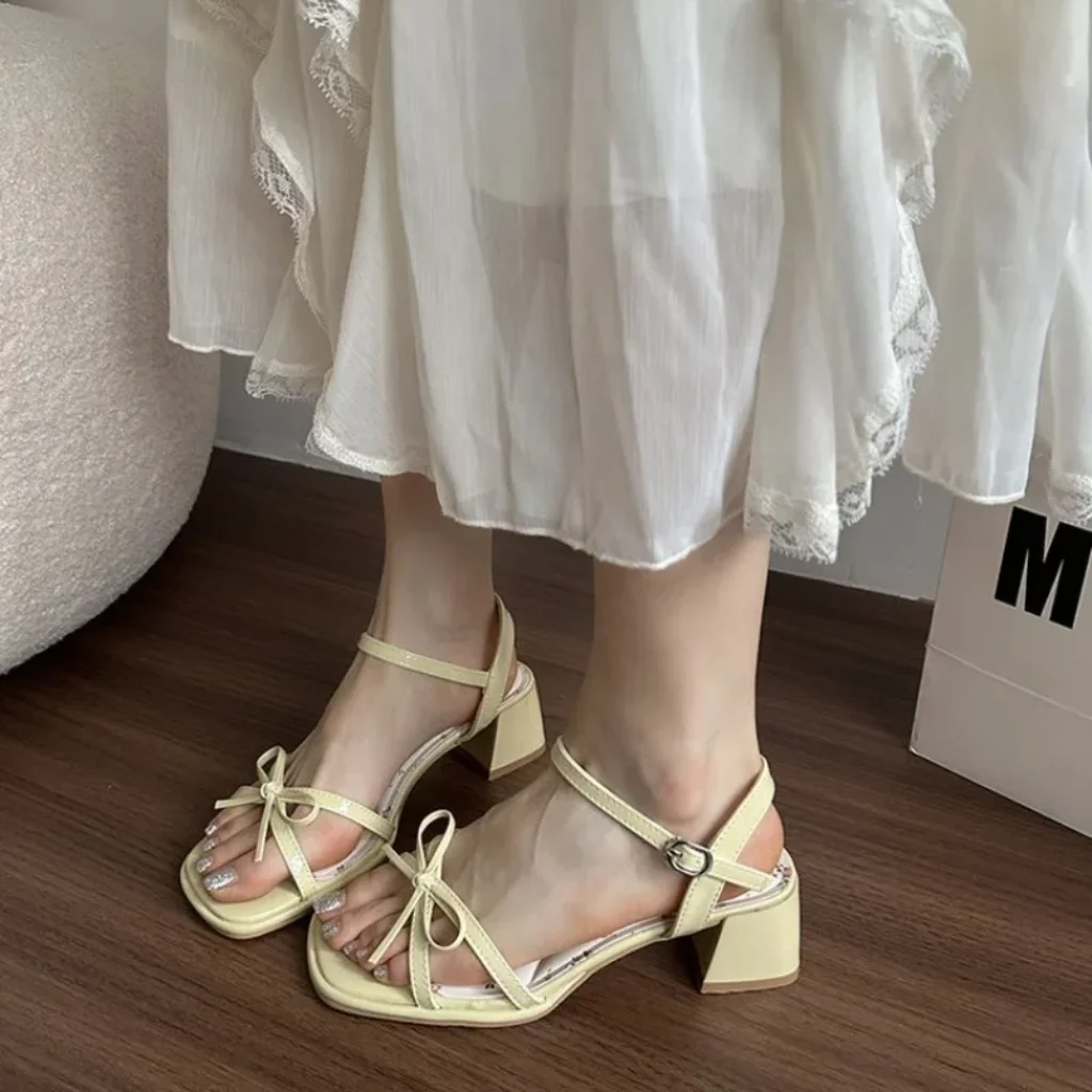 Summer Butterfly-knot Thick Heel Women Sandals Fashion Floral