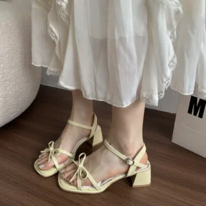 Summer Butterfly-knot Thick Heel Women Sandals Fashion Floral