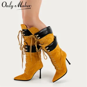 Onlymaker Women Pointed Toe Double Stiletto High Heel