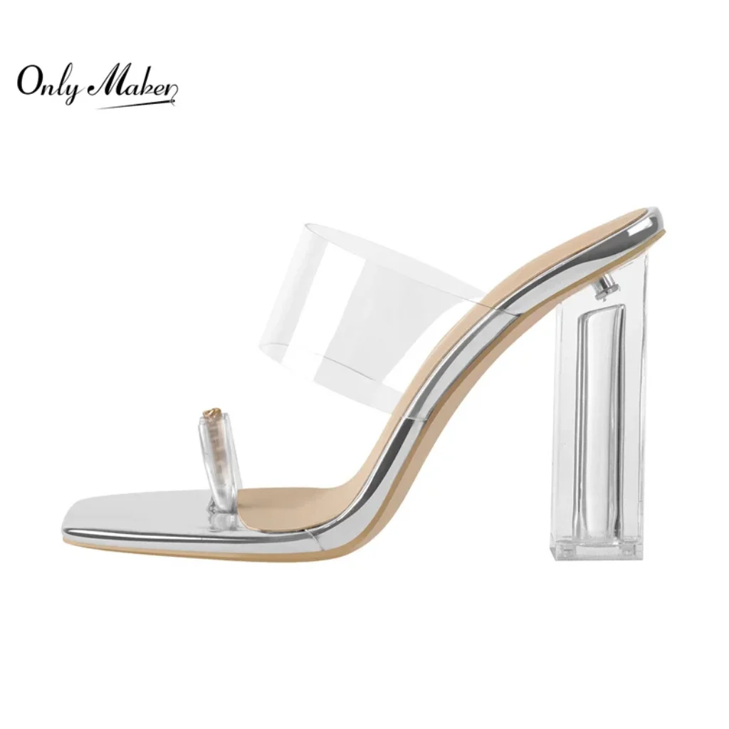 Onlymaker Women Sandals Slip-On Shoes Summer Metal Decoration