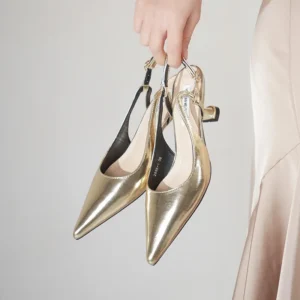 Patent leather pointed metal empty sandals thin heel