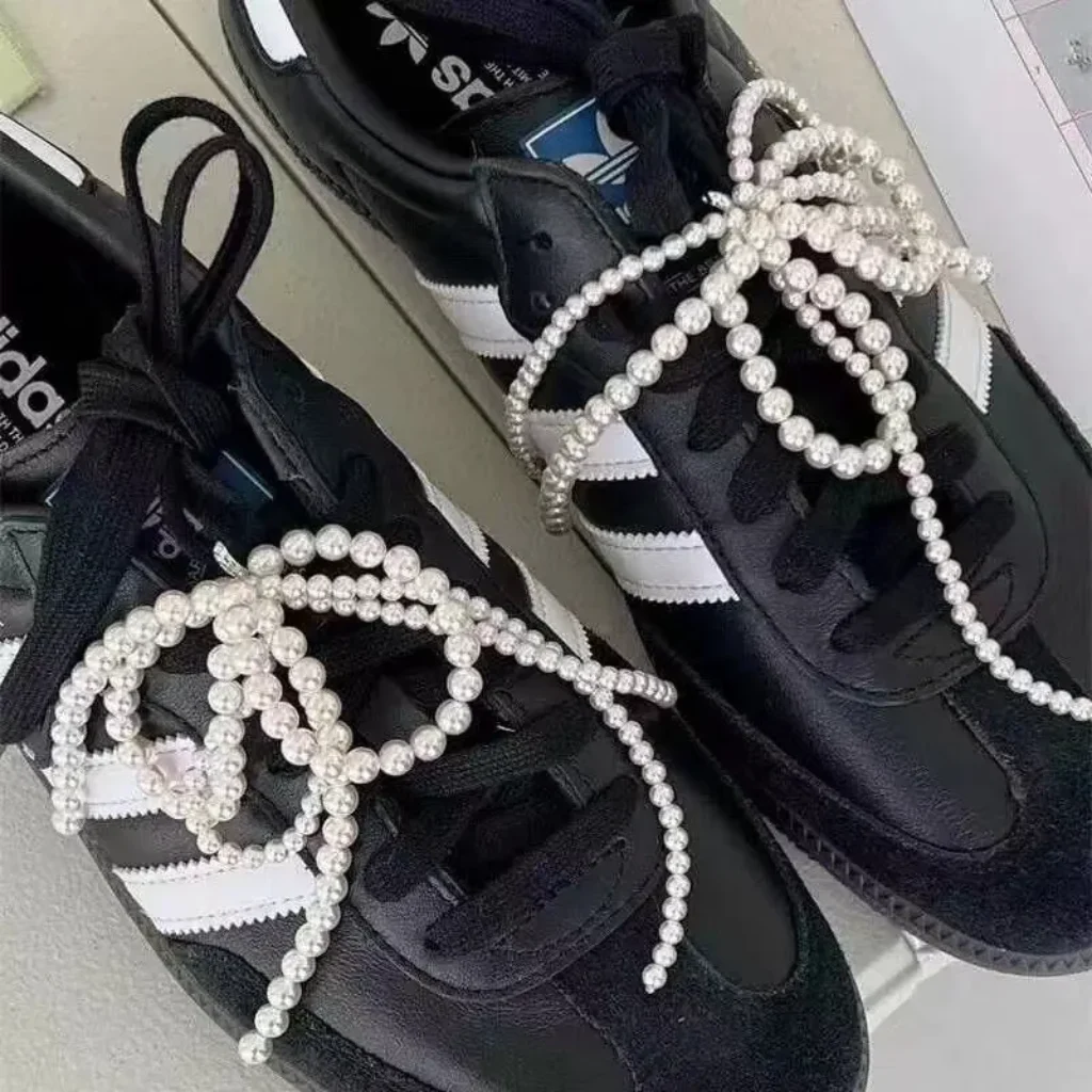 Pearl Beaded Shoelace Charm, Detachable Shoe Lace Accessory,