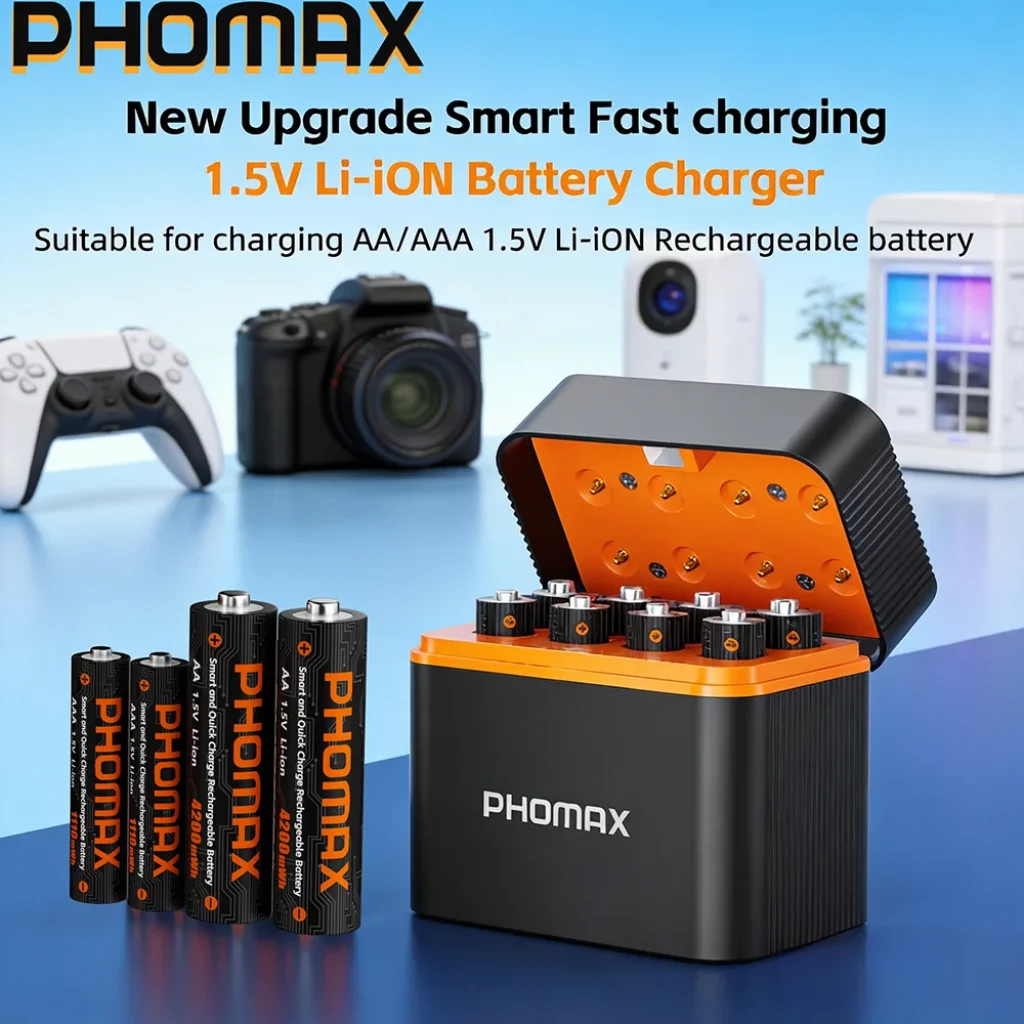 PHOMAX Lithium Battery 1.5V AA 4200mWh/AAA1110mWh Rechargeable Batteries