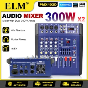 PMX 4/6/8/10/12CH Powered Mixer 2x300W Bluetooth 16 DSP