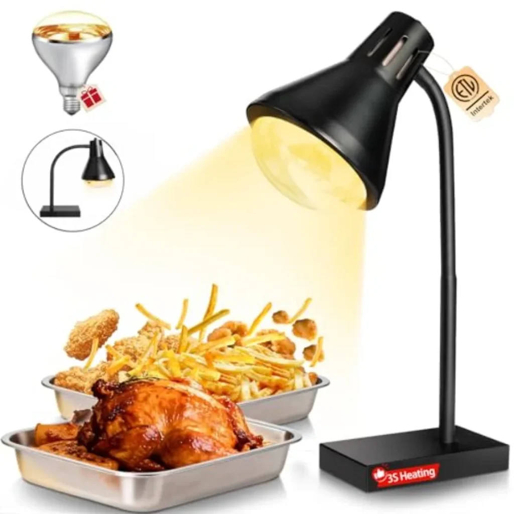 Portable Food Heat Lamp [Fast Uniform Heating] [Compact