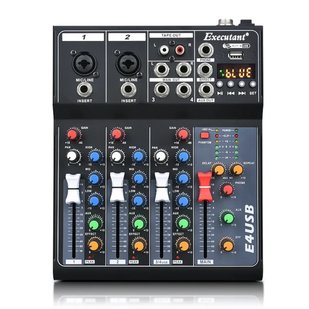 Professional 4-Channel Built-in Bluetooth Reverb Effect Stage Performance
