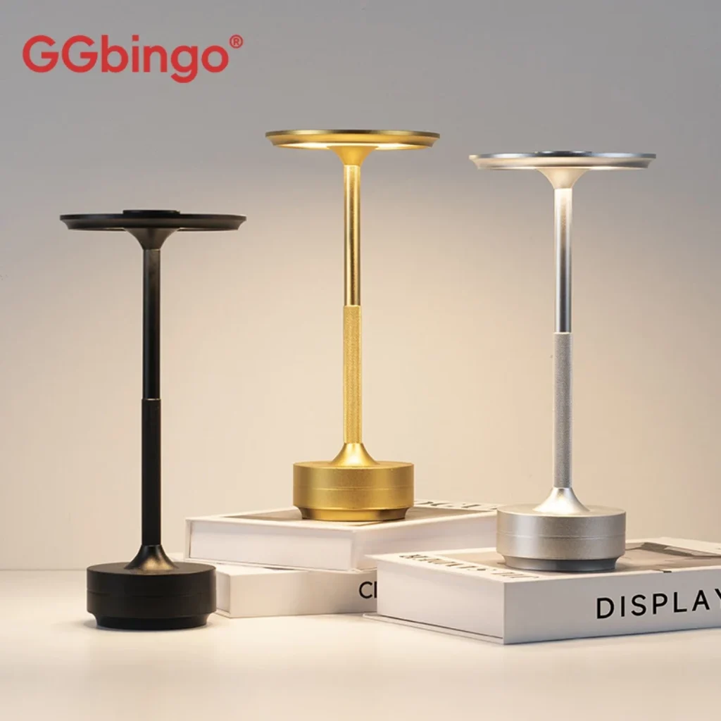 Rechargeable Alloy Table Lamp Bedroom Wireless Touch Lamp