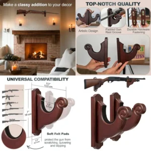 Rifle Wall Mount – Snail-Style Gun Hooks, Wooden