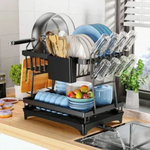 Rustproof Stainless Steel Dish Drying Rack, 2-Tier Large