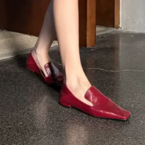 Sewing Lines Shoes Womens Square Toes Low Heels