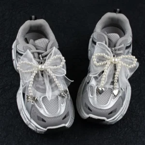 Shoe laces Charms Sneakers Decorative Silk ribbon Pearl