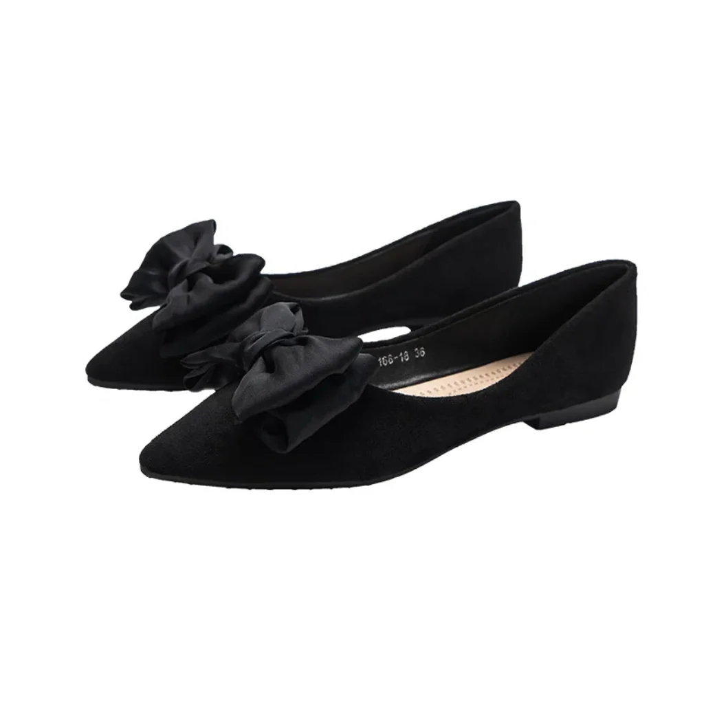 Silk Bowknot Flats Women Flock Ballets Spring Single