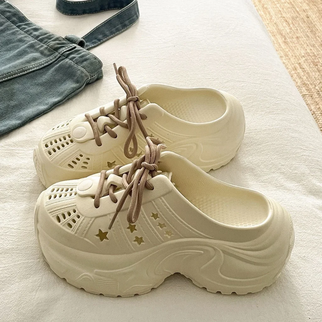 Solid Color Chunky Platform Lace Up Sports Shoes