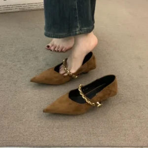 Spring Autumn Metal Chain Stiletto Single Shoes Fashion