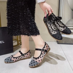 Spring/Autumn Elegant Round-toe Breathable Wave Point Buckle Casual