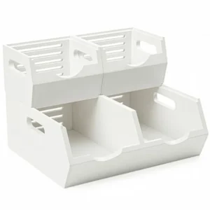 Stackable Solid Wood Storage Bins Kitchen Pantry Countertop,