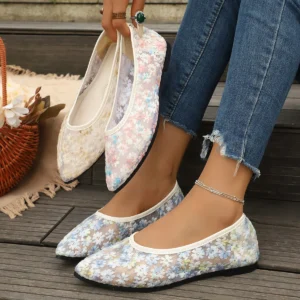 Summer Elegant Flower Low Heel Casual Shoes Fashionable