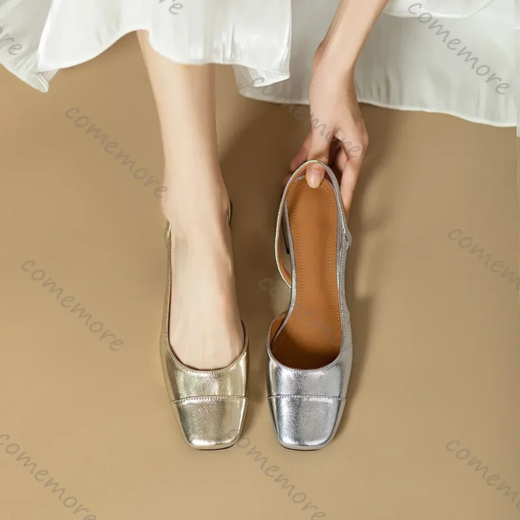 Summer French Comfortable Square Toe Shallow Mouth Pumps