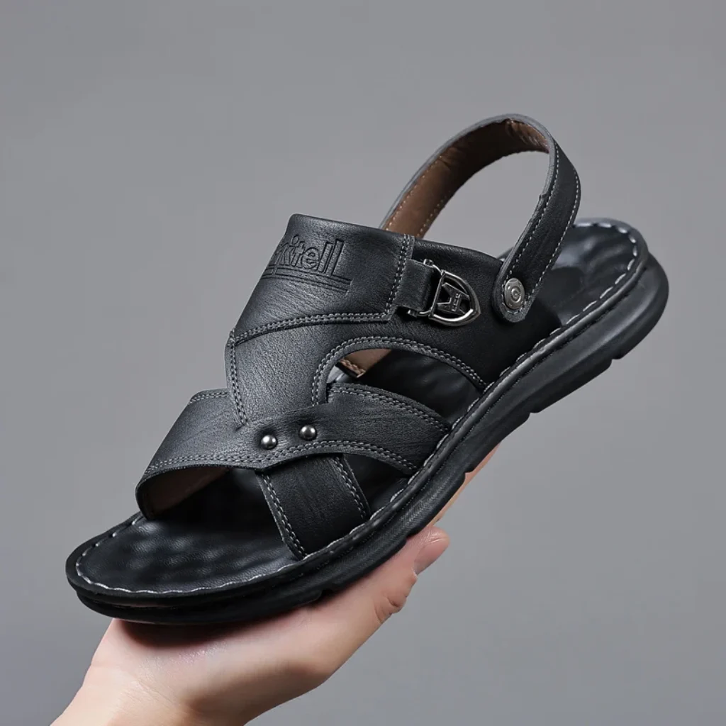 Summer Leather Men Sandals Fashion Quality Man Slippers