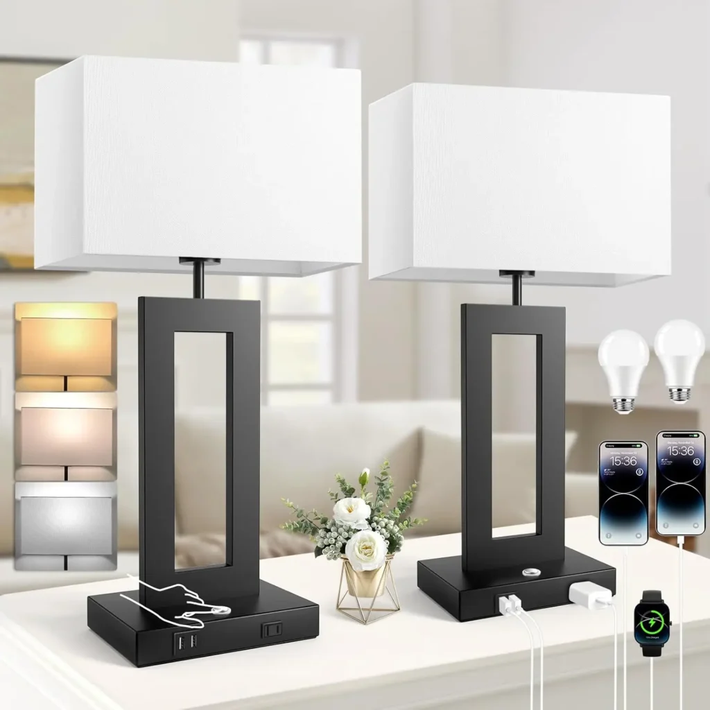 Touch Control Table Lamps , 22” Bedside Lamps
