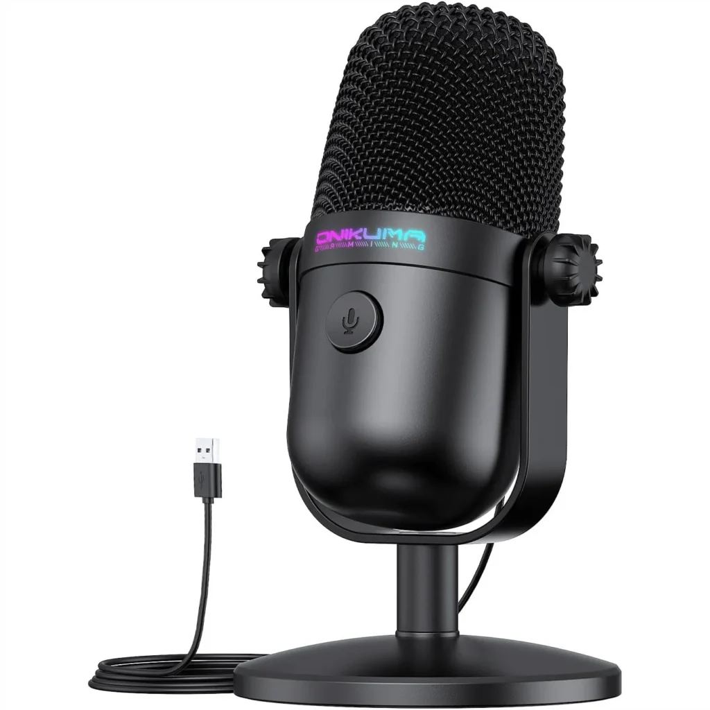 USB Gaming Microphone Noise Cancellation Mute Button, Condenser