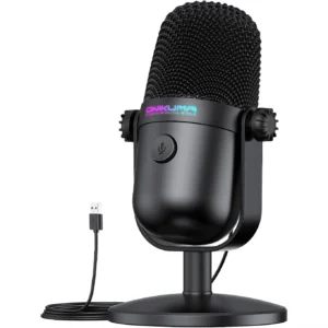 USB Gaming Microphone Noise Cancellation Mute Button, Condenser