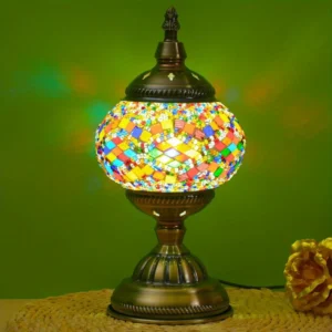 usHandcrafted Finished Mosaic Table Lamp, 3-Color Dimmable Glass
