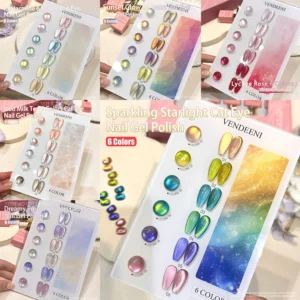 Vendeeni 6 Colors/Set Crystal Cat Eye Gel Nail
