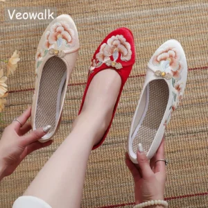 Veowalk Handmade Comfortable Pointed Toe Slip Women Pumps