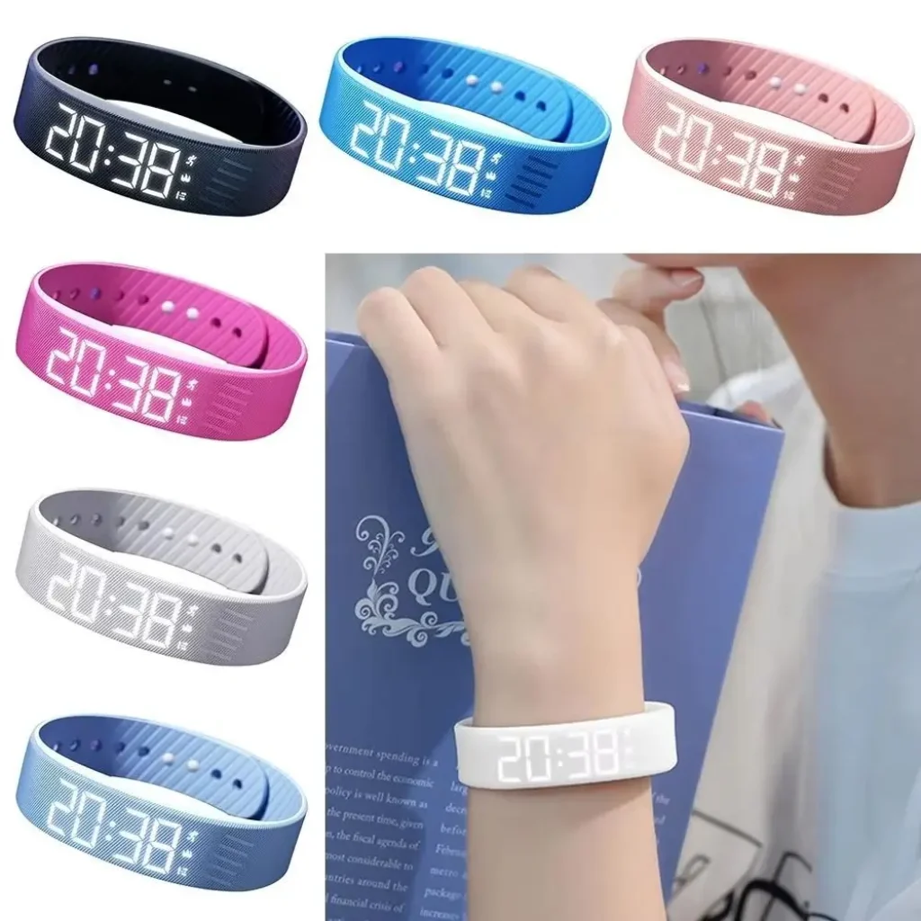 Waterproof Vibrating Alarm Wristband LED Digital Display Silent