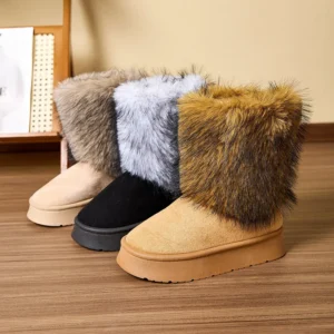 Winter Fluffy Ankle Boots Female Platform Plush Luxury