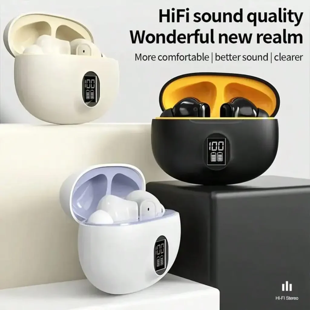 Wireless Earphones, Bluetooth 5.3 Earbuds, Type-C Charging Case,