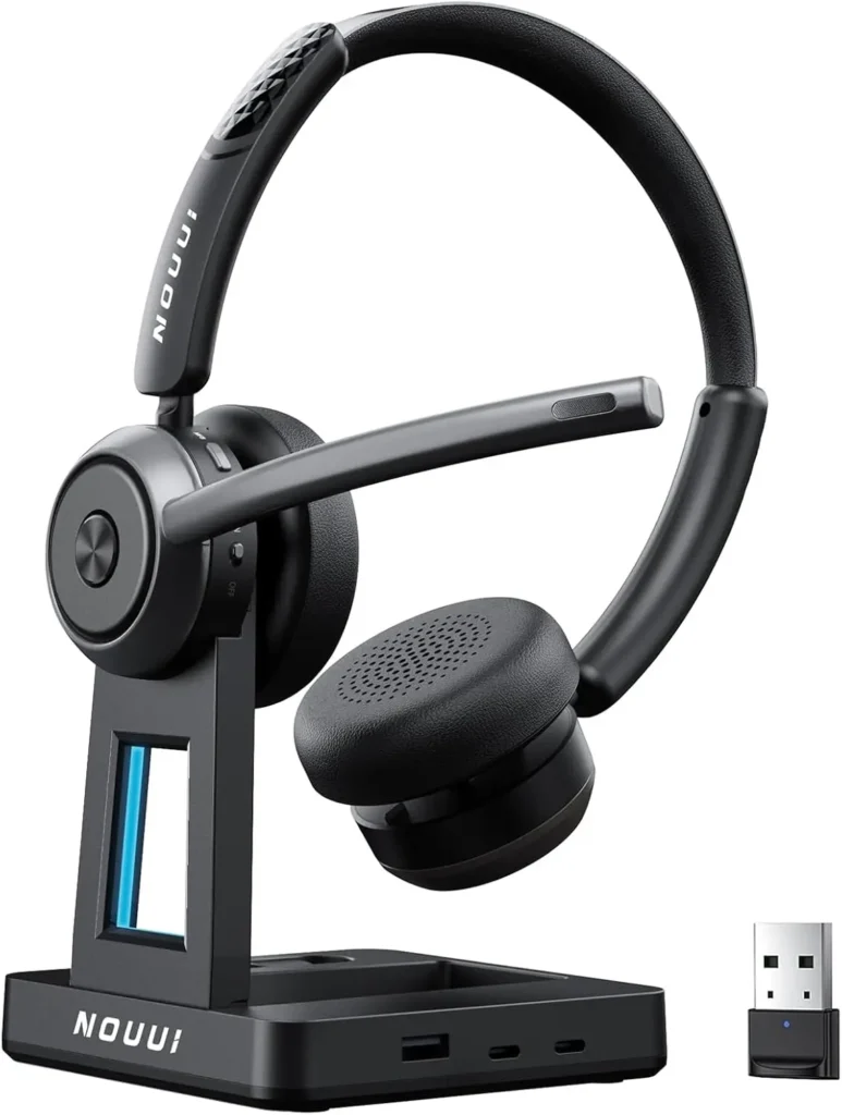 Wireless Headset Mic Work, 65H Battery, Noise Cancelling