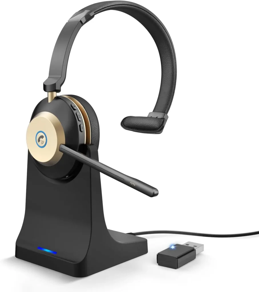 Wireless Headset Mic, Noise Canceling Bluetooth Headphones, USB