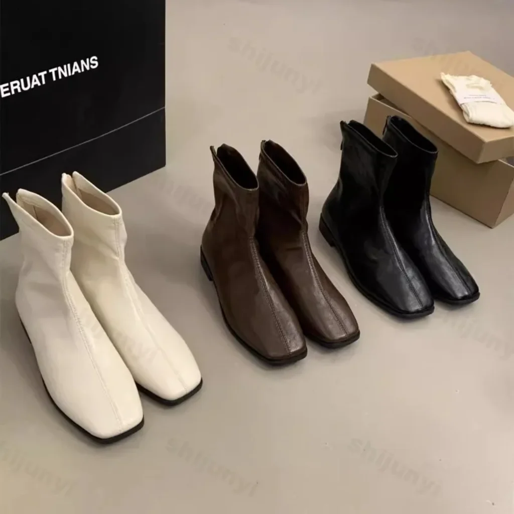 Women Ankle Boots 2025 Spring Autumn Fashion Square