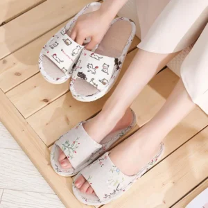 Women Flax Slippers Home Slippers Linen Summer Lightweight
