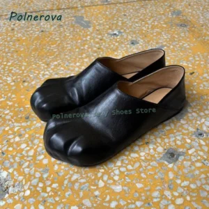Women’s Minimalist Claw Toe Mules Black Leather Slip-On