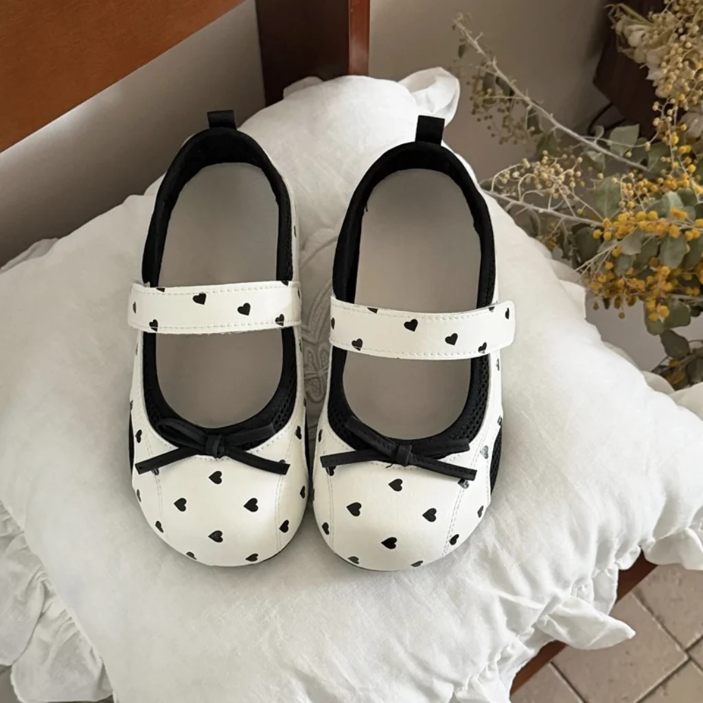 Women’s Polka Dot Ballet Flats Square Toe Bow