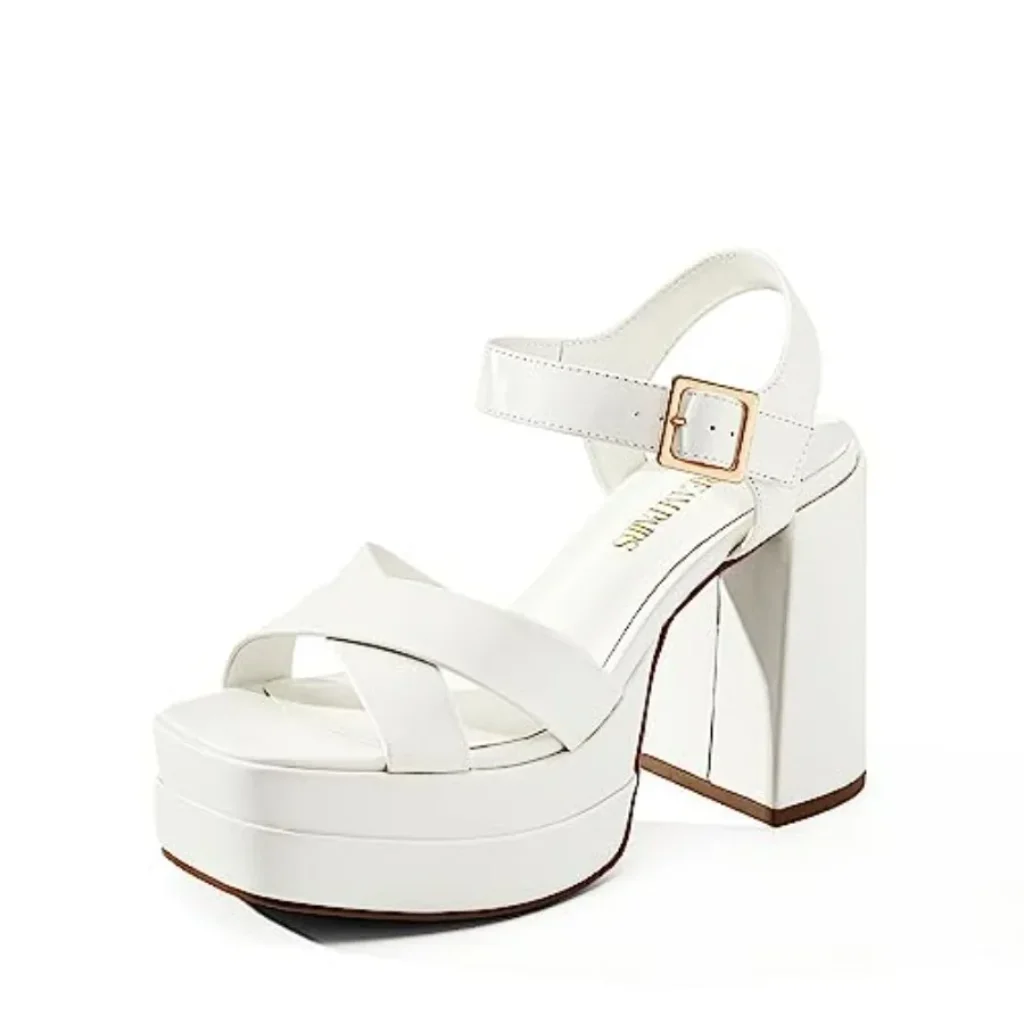 Women’s Platform Chunky Heels Square Open Toe Ankle