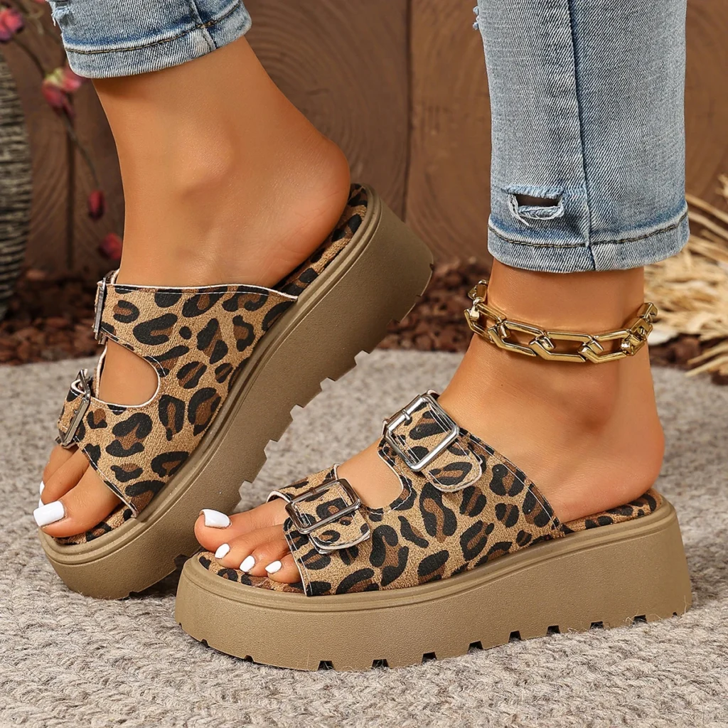 Women’s Summer Fashion Double Buckle Decorative Open Toe
