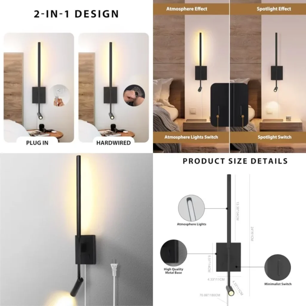 ZEROUNO Modern Plug Wall Sconce Indoor Wall Light,