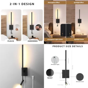 ZEROUNO Modern Plug Wall Sconce Indoor Wall Light,