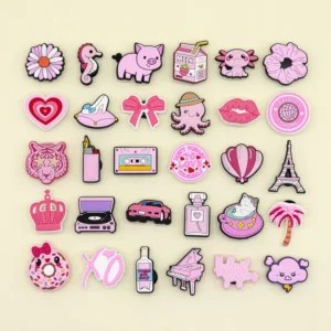 1/ Pink Style Shoe Charms Girls,Pink Bunny Heart