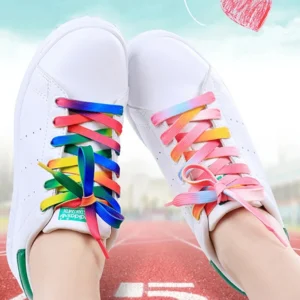 1 Pair Flat Shoelaces Rainbow Colour Shoe Laces