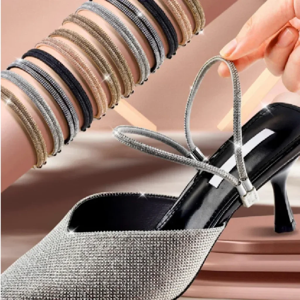 1Pair Rhinestone High Heels Shoes Band Anti-loose Women